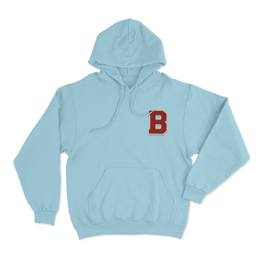 Briar Varsity B Logo Unisex Hoodie Sky Blue Briar Varsity B Logo Unisex Hoodie Sky Blue