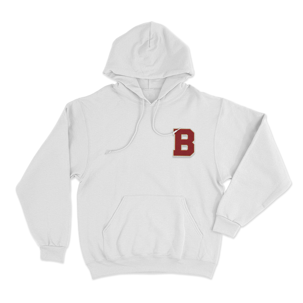 Briar Varsity B Logo Unisex Hoodie White Briar Varsity B Logo Unisex Hoodie White