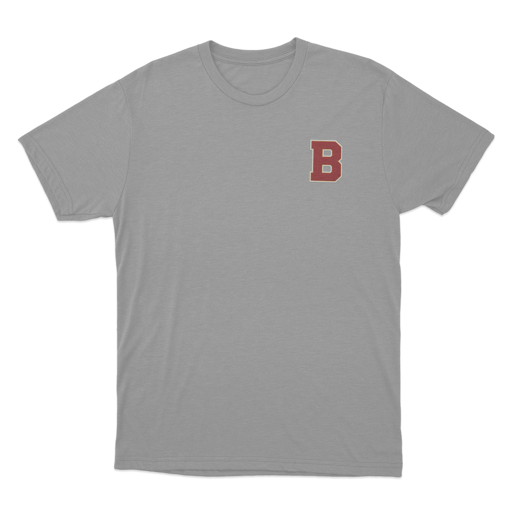 Briar Varsity B Logo Unisex T Shirt Grey Briar Varsity B Logo Unisex T Shirt Grey