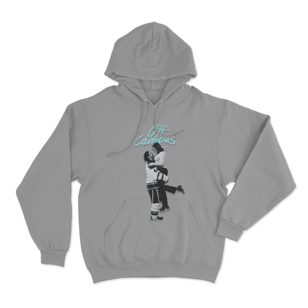 Off Campus Couple Ice Hockey Unisex Hoodie Grey Off Campus Couple Ice Hockey Unisex Hoodie Grey